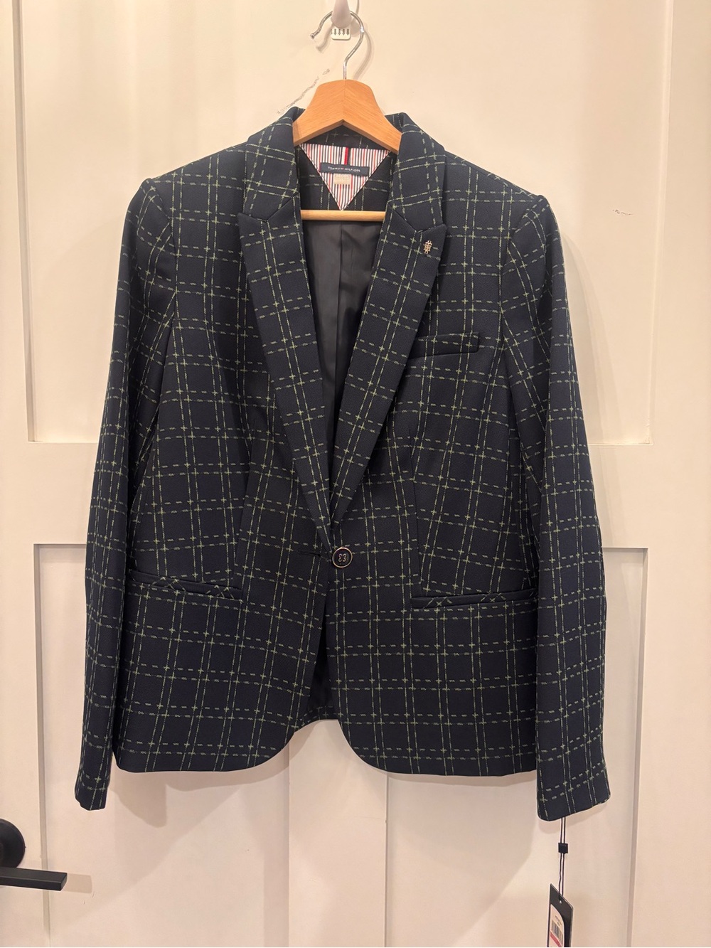 Tommy Hilfiger Navy Blazer with Green Windowpane Check